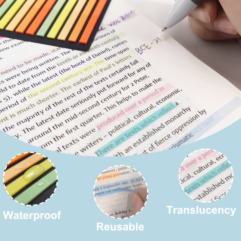 Potanro Sticky Tabs 2300 Pcs Translucent Sticky Tabs 10 Sheets Highlighter Book Tape Long Highlighting Sticky Tabs for Annotating Books  Aesthetic Office Suppliesbook for Annotating Books - Image 3